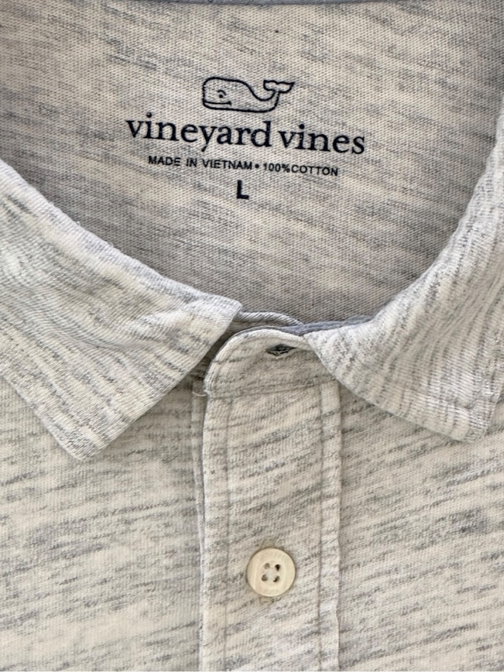 Vineyard Vines Men’s L Gray Heather Cotton Pocket Polo Shirt Casual